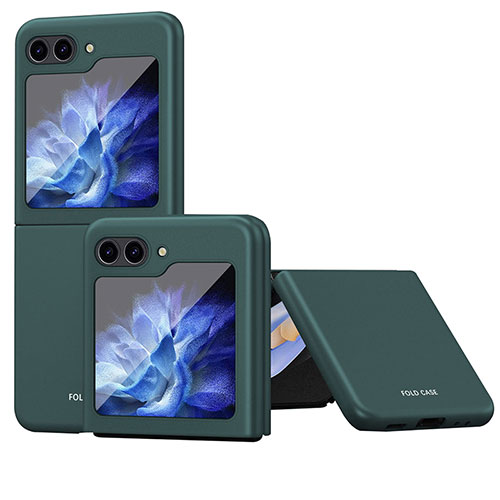 Hard Rigid Plastic Matte Finish Front and Back Cover Case 360 Degrees QH4 for Samsung Galaxy Z Flip5 5G Green