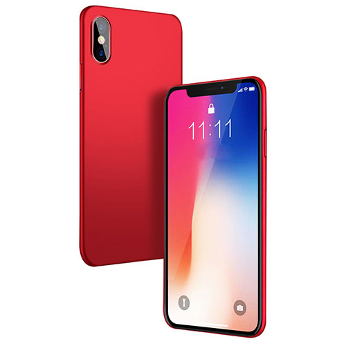 Hard Rigid Plastic Matte Finish Snap On Case W01 for Apple iPhone X Red