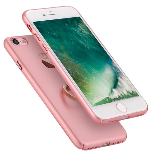 Hard Rigid Plastic Matte Finish Snap On Case with Finger Ring Stand A01 for Apple iPhone SE3 2022 Pink