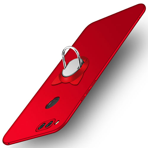 Hard Rigid Plastic Matte Finish Snap On Case with Finger Ring Stand A01 for Huawei Honor Play 7X Red