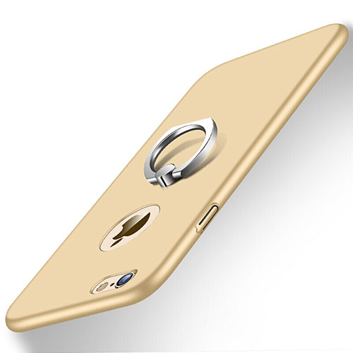 Hard Rigid Plastic Matte Finish Snap On Case with Finger Ring Stand for Apple iPhone 6S Gold
