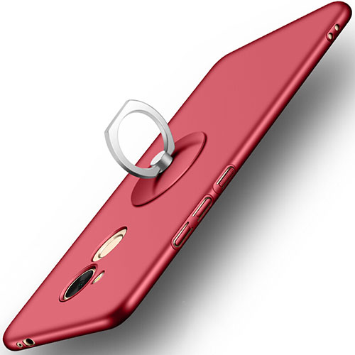 Hard Rigid Plastic Matte Finish Snap On Case with Finger Ring Stand for Huawei Honor 6C Pro Red