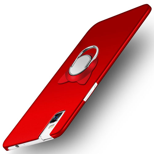 Hard Rigid Plastic Matte Finish Snap On Case with Finger Ring Stand for Huawei Honor 7i shot X Red