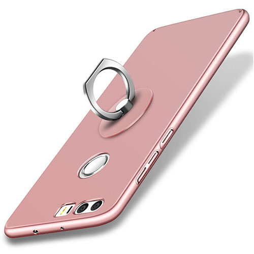 Hard Rigid Plastic Matte Finish Snap On Case with Finger Ring Stand for Huawei Honor 8 Rose Gold