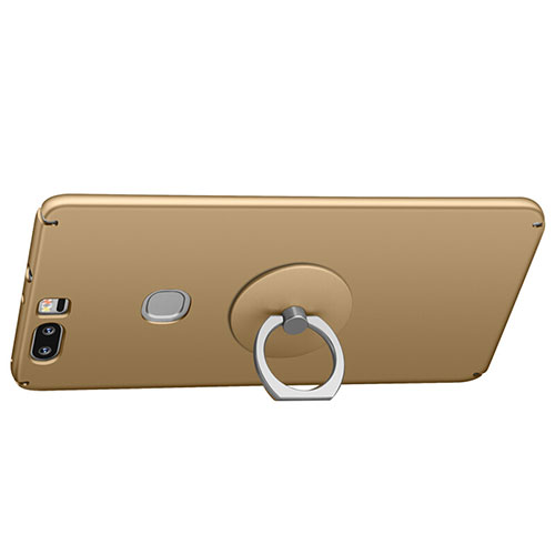 Hard Rigid Plastic Matte Finish Snap On Case with Finger Ring Stand for Huawei Honor V8 Gold