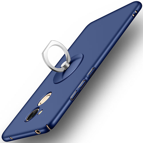 Hard Rigid Plastic Matte Finish Snap On Case with Finger Ring Stand for Huawei Honor V9 Play Blue
