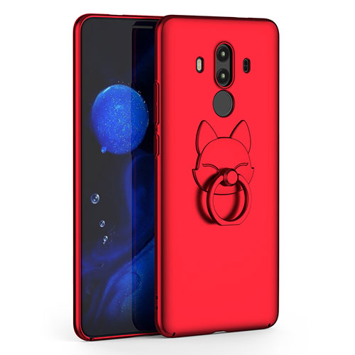 Hard Rigid Plastic Matte Finish Snap On Case with Finger Ring Stand for Huawei Mate 10 Pro Red