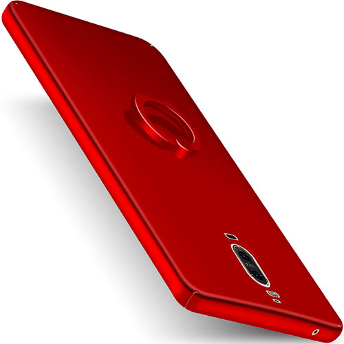 Hard Rigid Plastic Matte Finish Snap On Case with Finger Ring Stand for Huawei Mate 9 Pro Red