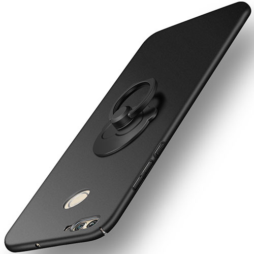 Hard Rigid Plastic Matte Finish Snap On Case with Finger Ring Stand for Huawei Nova 2 Plus Black