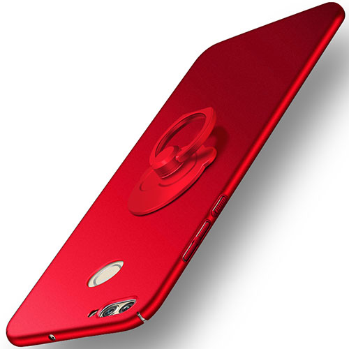 Hard Rigid Plastic Matte Finish Snap On Case with Finger Ring Stand for Huawei Nova 2 Red