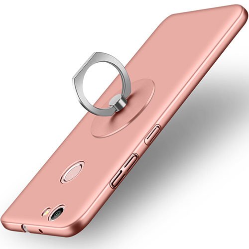 Hard Rigid Plastic Matte Finish Snap On Case with Finger Ring Stand for Huawei Nova Rose Gold