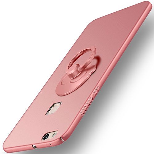 Hard Rigid Plastic Matte Finish Snap On Case with Finger Ring Stand for Huawei P10 Lite Rose Gold