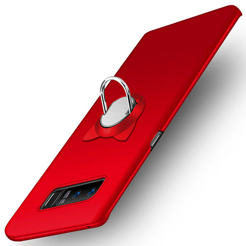 Hard Rigid Plastic Matte Finish Snap On Case with Finger Ring Stand for Samsung Galaxy Note 8 Duos N950F Red