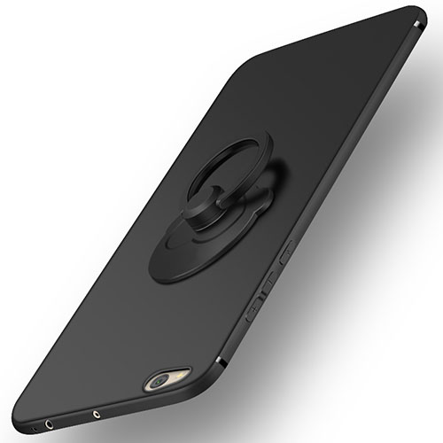 Hard Rigid Plastic Matte Finish Snap On Case with Finger Ring Stand for Xiaomi Mi 5C Black