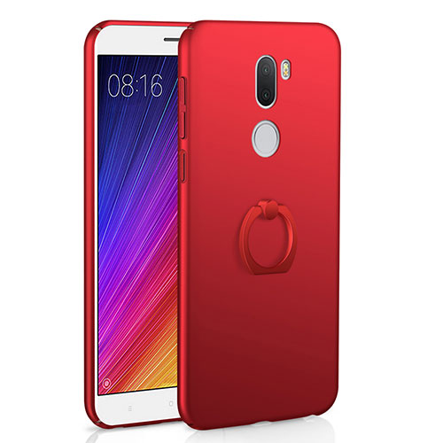Hard Rigid Plastic Matte Finish Snap On Case with Finger Ring Stand for Xiaomi Mi 5S Plus Red