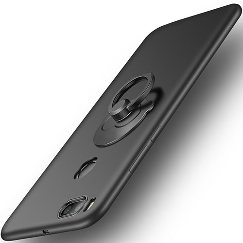 Hard Rigid Plastic Matte Finish Snap On Case with Finger Ring Stand for Xiaomi Mi A1 Black