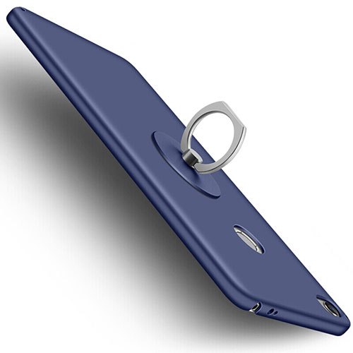 Hard Rigid Plastic Matte Finish Snap On Case with Finger Ring Stand for Xiaomi Mi Max Blue
