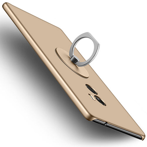 Hard Rigid Plastic Matte Finish Snap On Case with Finger Ring Stand for Xiaomi Mi Mix Gold