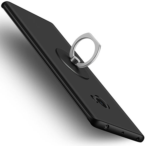 Hard Rigid Plastic Matte Finish Snap On Case with Finger Ring Stand for Xiaomi Mi Note 2 Black