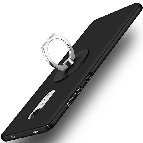 Hard Rigid Plastic Matte Finish Snap On Case with Finger Ring Stand for Xiaomi Redmi Note 4X Black
