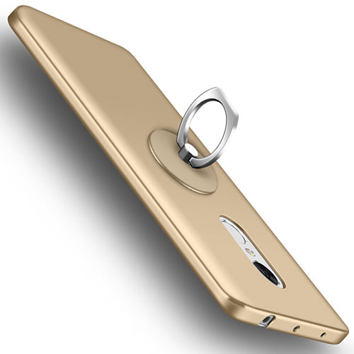 Hard Rigid Plastic Matte Finish Snap On Case with Finger Ring Stand for Xiaomi Redmi Note 4X High Edition Gold
