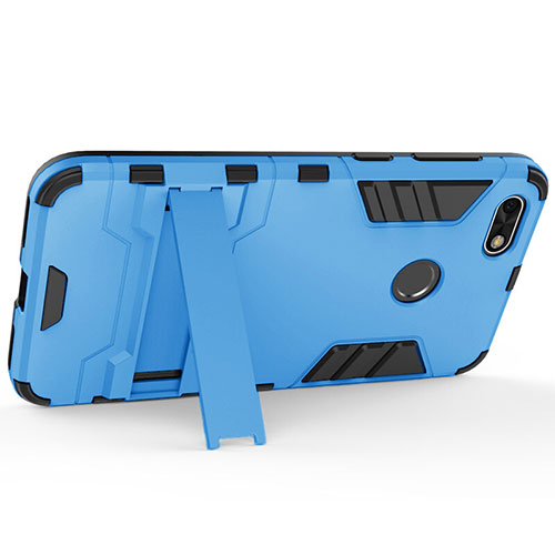 Hard Rigid Plastic Matte Finish Snap On Case with Stand for Huawei Enjoy 7 Blue
