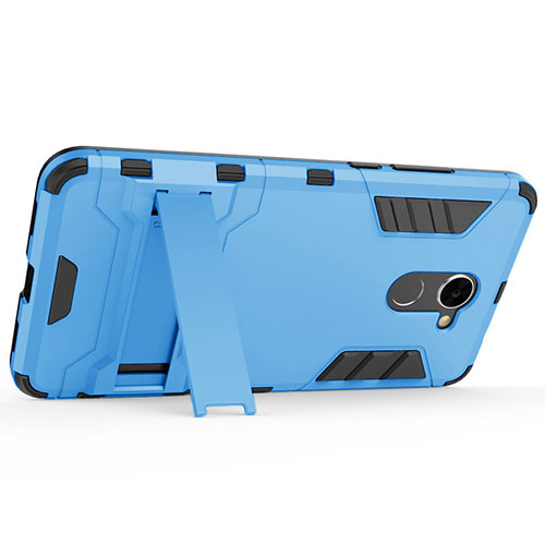 Hard Rigid Plastic Matte Finish Snap On Case with Stand for Huawei Enjoy 7 Plus Blue