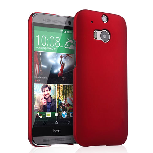 Hard Rigid Plastic Matte Finish Snap On Cover for HTC One M8 Red