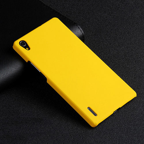 Hard Rigid Plastic Matte Finish Snap On Cover for Huawei Ascend P7 Yellow