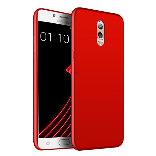 Hard Rigid Plastic Matte Finish Snap On Cover for Samsung Galaxy J7 Plus Red