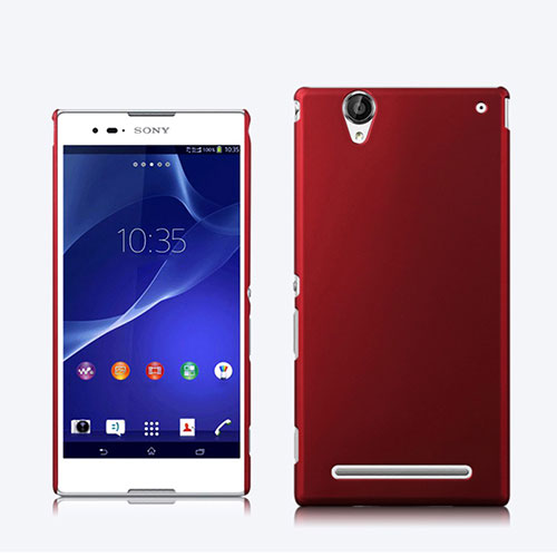 Hard Rigid Plastic Matte Finish Snap On Cover for Sony Xperia T2 Ultra Dual Red