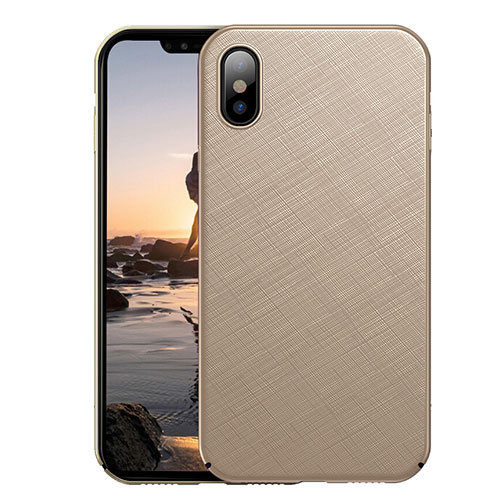 Hard Rigid Plastic Matte Finish Twill Cover for Apple iPhone Xs Gold