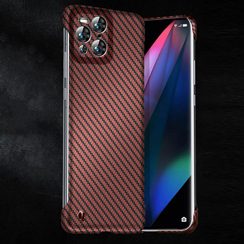 Hard Rigid Plastic Matte Finish Twill Snap On Case Cover for Oppo Find X3 5G Red