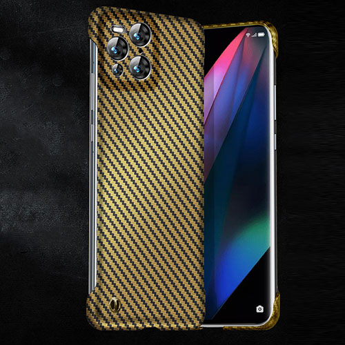 Hard Rigid Plastic Matte Finish Twill Snap On Case Cover for Oppo Find X3 Pro 5G Yellow