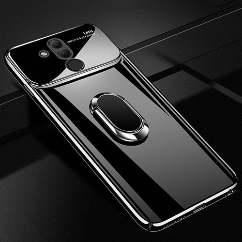 Hard Rigid Plastic Mirror Cover Case 360 Degrees Magnetic Finger Ring Stand for Huawei Mate 20 Lite Black