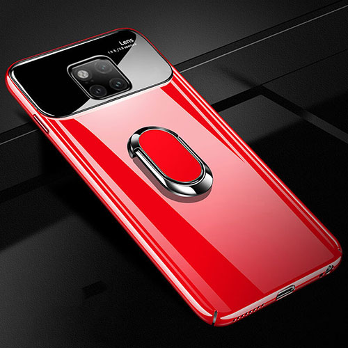 Hard Rigid Plastic Mirror Cover Case 360 Degrees Magnetic Finger Ring Stand for Huawei Mate 20 Red