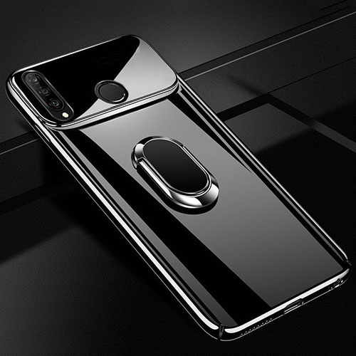 Hard Rigid Plastic Mirror Cover Case 360 Degrees Magnetic Finger Ring Stand for Huawei P30 Lite XL Black