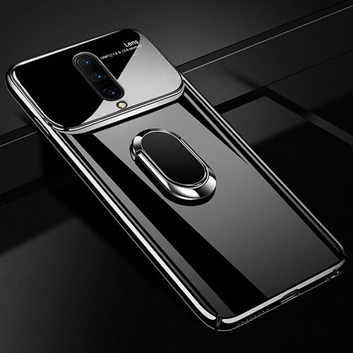 Hard Rigid Plastic Mirror Cover Case 360 Degrees Magnetic Finger Ring Stand for OnePlus 7 Pro Black