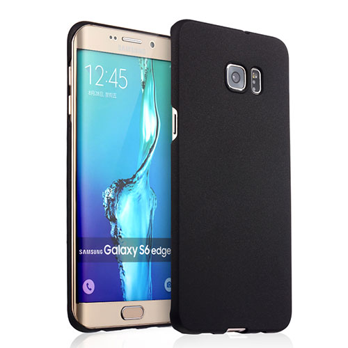 Hard Rigid Plastic Quicksand Cover R03 for Samsung Galaxy S6 Edge+ Plus SM-G928F Black