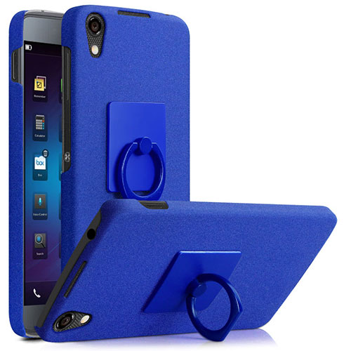 Hard Rigid Plastic Quicksand Cover with Finger Ring Stand for Blackberry DTEK50 Blue