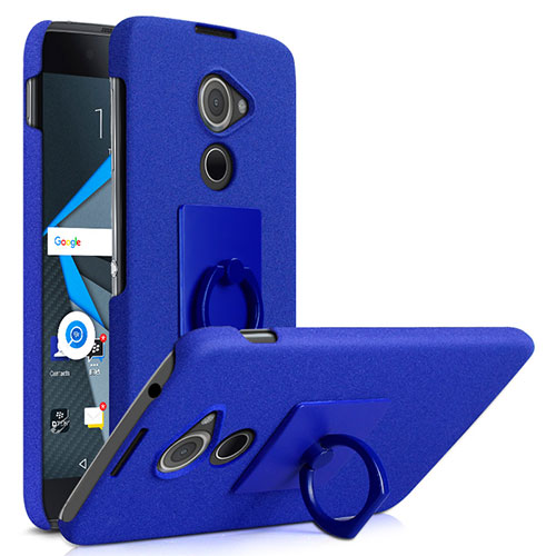 Hard Rigid Plastic Quicksand Cover with Finger Ring Stand for Blackberry DTEK60 Blue