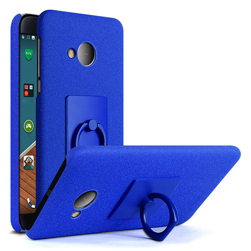 Hard Rigid Plastic Quicksand Cover with Finger Ring Stand for HTC U Play Blue