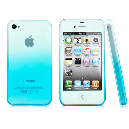 Hard Rigid Transparent Gradient Cover for Apple iPhone 4S Sky Blue