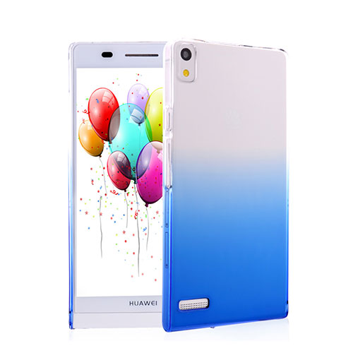 Hard Rigid Transparent Gradient Cover for Huawei Ascend P6 Blue