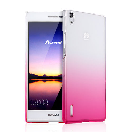 Hard Rigid Transparent Gradient Cover for Huawei Ascend P7 Pink