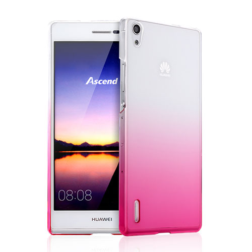 Hard Rigid Transparent Gradient Cover for Huawei P7 Dual SIM Pink