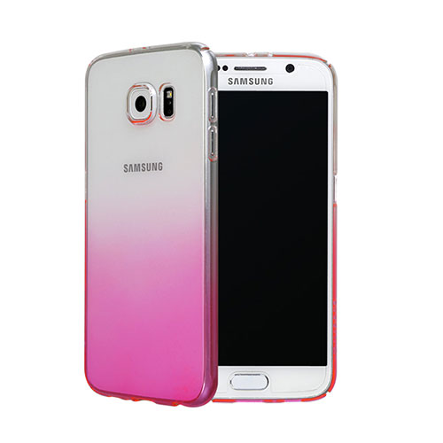 Hard Rigid Transparent Gradient Cover for Samsung Galaxy S6 Duos SM-G920F G9200 Pink