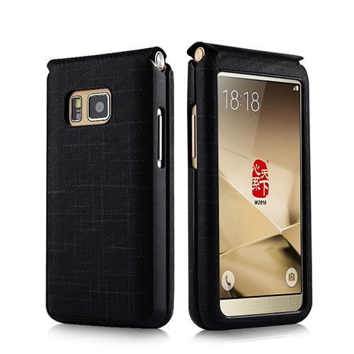 Leather Case Flip Cover C02 for Samsung W(2016) Black