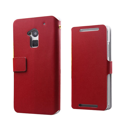 Leather Case Flip Cover for HTC One Max Red