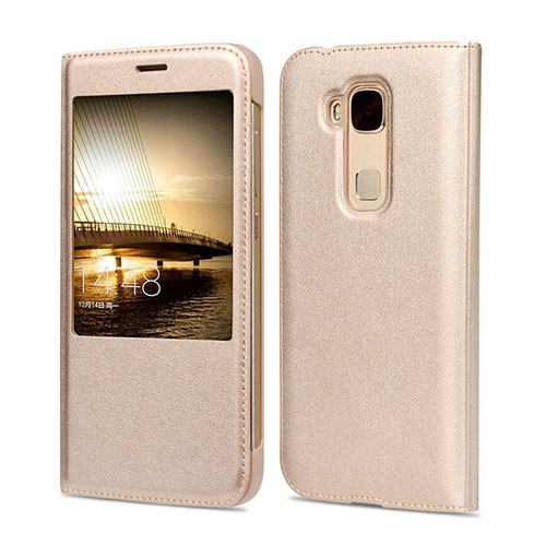 Leather Case Flip Cover for Huawei GX8 Gold